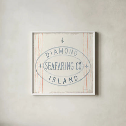 Floursack Nautical XI by Danhui Nai. Shown in a crisp white glass frame for a clean and minimalist style. Available as an archival giclee rolled canvas, fine art paper, or poster print. SKU 50948a.