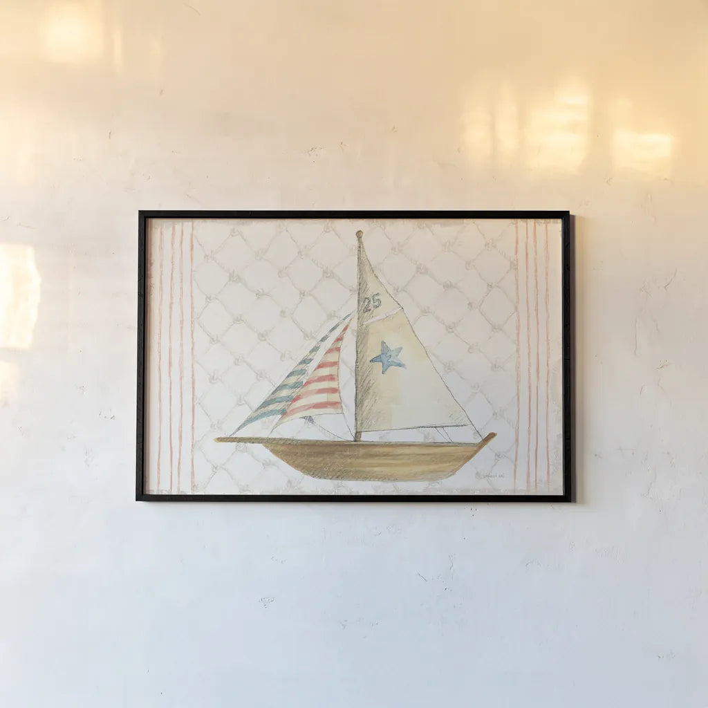 Floursack Nautical XII by Danhui Nai. shown as a paper print in a black flame. Available as a archival giclee rolled canvas, fine art paper, or poster print. SKU 52822i.