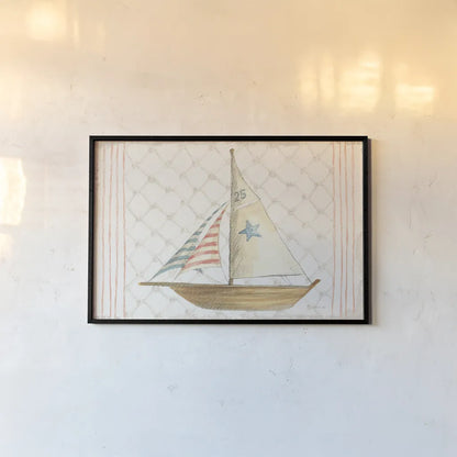 Floursack Nautical XII by Danhui Nai. shown as a paper print in a black flame. Available as a archival giclee rolled canvas, fine art paper, or poster print. SKU 52822i.