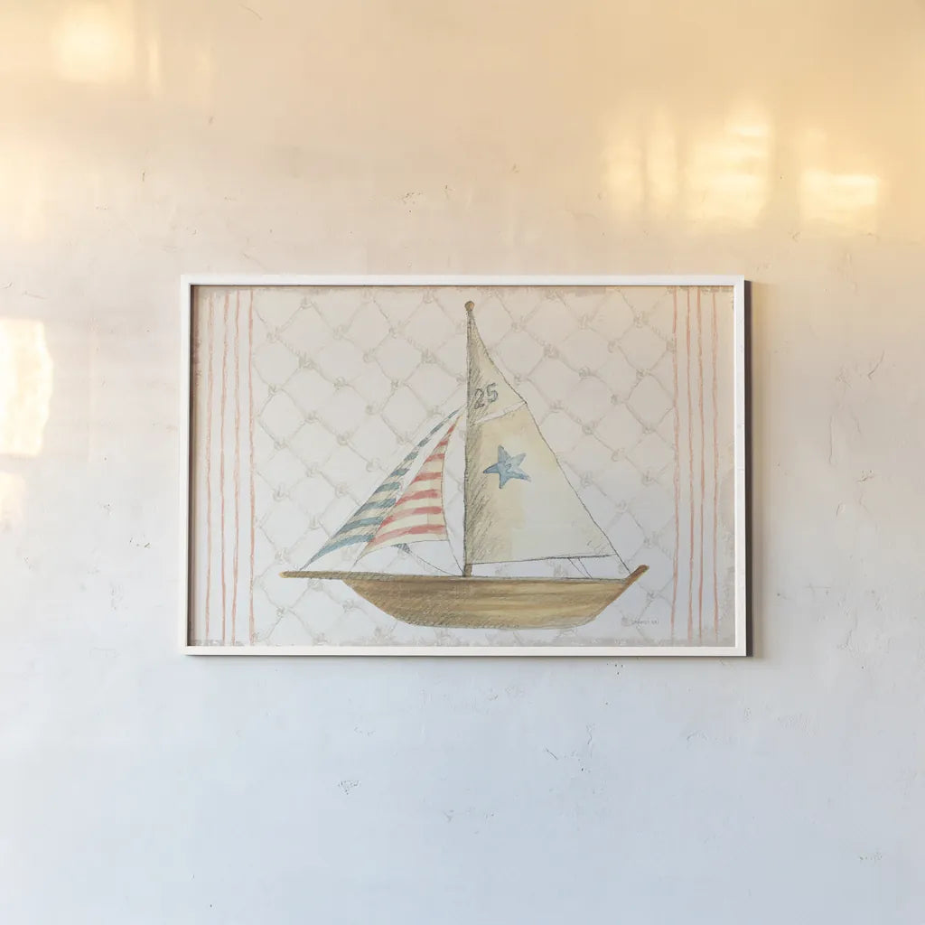 Floursack Nautical XII by Danhui Nai. shown as a paper print in a white frame. Available as a archival giclee rolled canvas, fine art paper, or poster print. SKU 52822i.