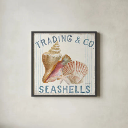 Floursack Nautical XIV Sq by Danhui Nai. Shown in a sleek black glass frame for a contemporary gallery look. Available as an archival giclee rolled canvas, fine art paper, or poster print. SKU 55271a.