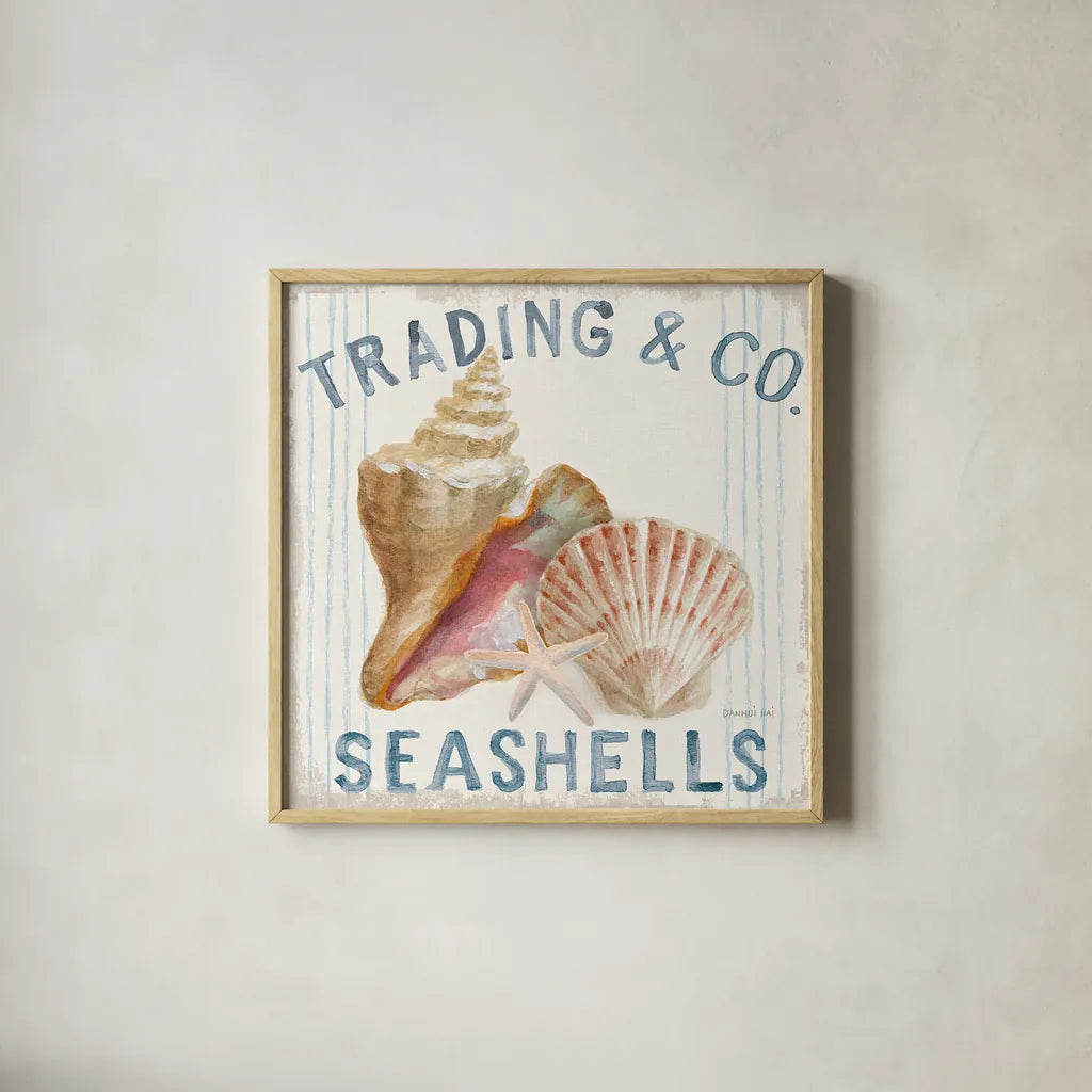 Floursack Nautical XIV Sq by Danhui Nai. Shown in a natural wood glass frame for a timeless modern aesthetic. Available as an archival giclee rolled canvas, fine art paper, or poster print. SKU 55271a.