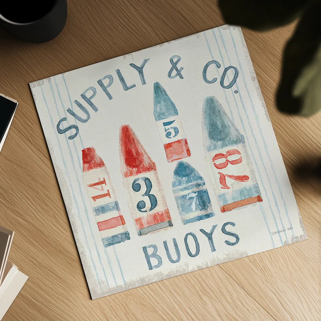 Floursack Nautical XV by Danhui Nai. Shown as a detailed flat fine art print, highlighting archival giclee quality. Available as an archival giclee rolled canvas, fine art paper, or poster print. SKU 55272a.