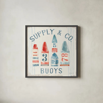 Floursack Nautical XV by Danhui Nai. Shown in a sleek black glass frame for a contemporary gallery look. Available as an archival giclee rolled canvas, fine art paper, or poster print. SKU 55272a.