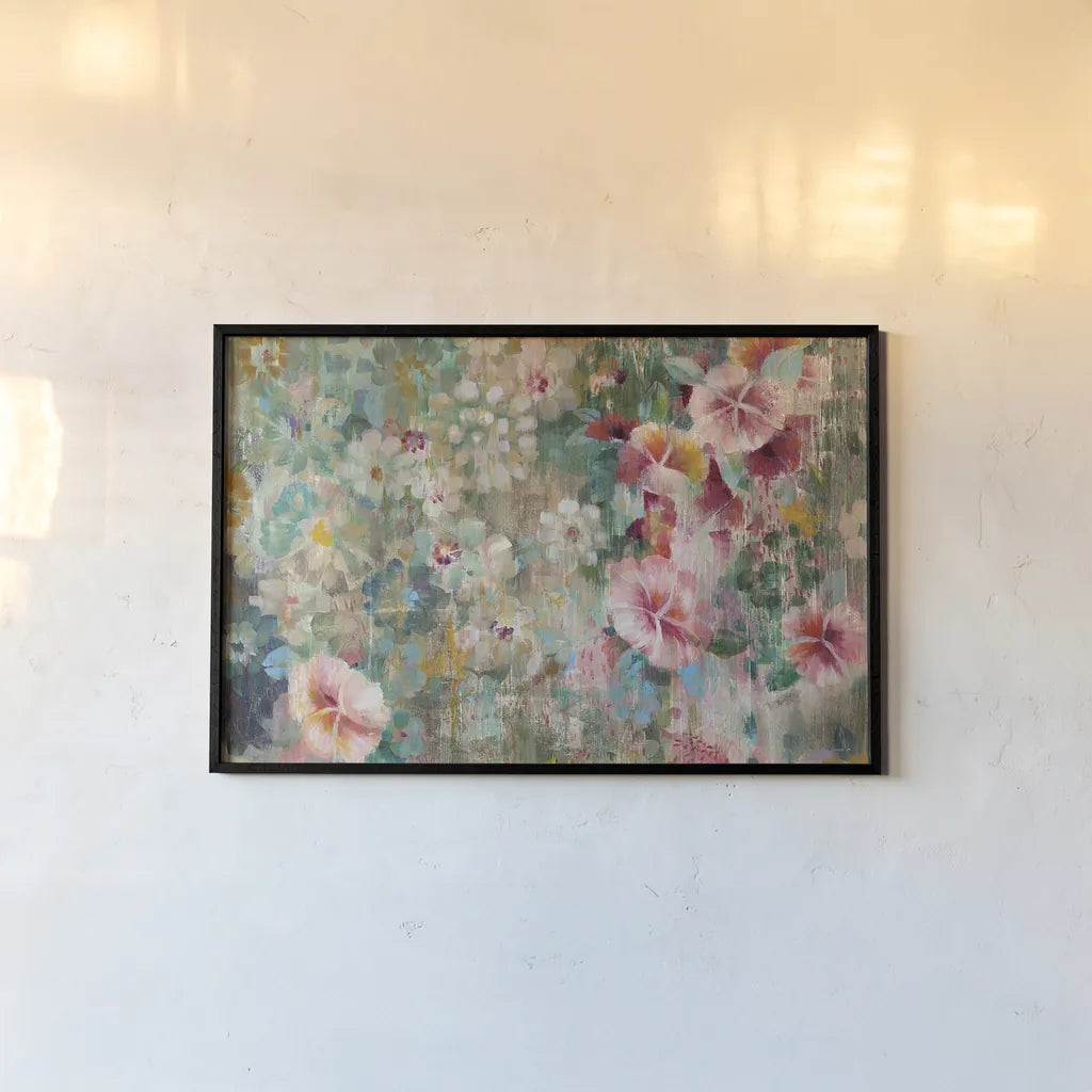 Flower Shower Crop by Danhui Nai. shown as a paper print in a black flame. Available as a archival giclee rolled canvas, fine art paper, or poster print. SKU 28651i.