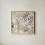 Flower Shower Light by Danhui Nai. Shown in a natural wood glass frame for a timeless modern aesthetic. Available as an archival giclee rolled canvas, fine art paper, or poster print. SKU 82347a.
