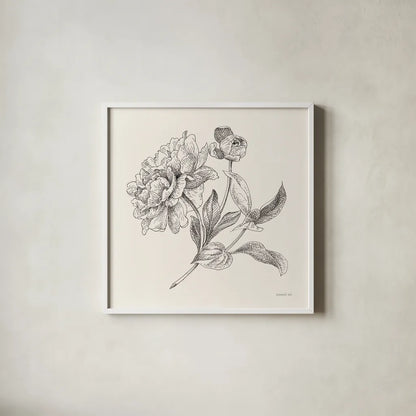 Flower Sketches I by Danhui Nai. Shown in a crisp white glass frame for a clean and minimalist style. Available as an archival giclee rolled canvas, fine art paper, or poster print. SKU 48396a.