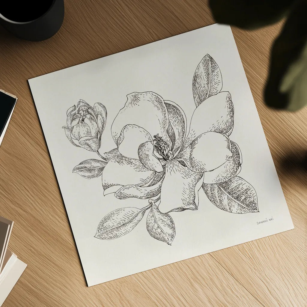 Flower Sketches II by Danhui Nai. Shown as a detailed flat fine art print, highlighting archival giclee quality. Available as an archival giclee rolled canvas, fine art paper, or poster print. SKU 48397a.