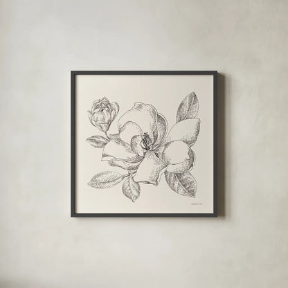 Flower Sketches II by Danhui Nai. Shown in a sleek black glass frame for a contemporary gallery look. Available as an archival giclee rolled canvas, fine art paper, or poster print. SKU 48397a.