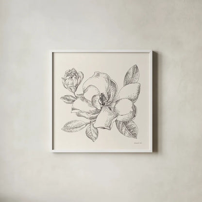 Flower Sketches II by Danhui Nai. Shown in a crisp white glass frame for a clean and minimalist style. Available as an archival giclee rolled canvas, fine art paper, or poster print. SKU 48397a.
