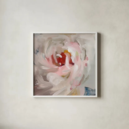 Flower Soul by Danhui Nai. Shown in a crisp white glass frame for a clean and minimalist style. Available as an archival giclee rolled canvas, fine art paper, or poster print. SKU 75715a.