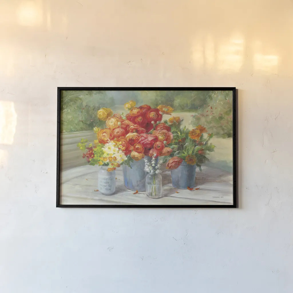 Flowers from the Garden by Danhui Nai. shown as a paper print in a black flame. Available as a archival giclee rolled canvas, fine art paper, or poster print. SKU 93164i.