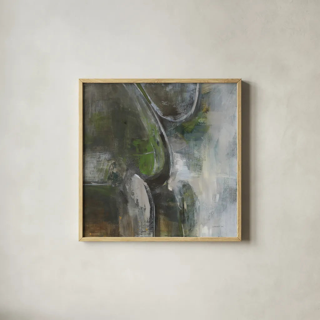 Forest Feel II by Danhui Nai. Shown in a natural wood glass frame for a timeless modern aesthetic. Available as an archival giclee rolled canvas, fine art paper, or poster print. SKU 81744a.