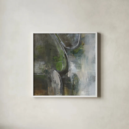Forest Feel II by Danhui Nai. Shown in a crisp white glass frame for a clean and minimalist style. Available as an archival giclee rolled canvas, fine art paper, or poster print. SKU 81744a.