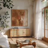 Forest Feel II Autumn by Danhui Nai. Shown in a natural wood frame in a cozy modern living room. Available as an archival giclee rolled canvas, fine art paper, or poster print. SKU 81949a.