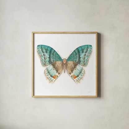 Fragile Wings Butterfly III by Danhui Nai. Shown in a natural wood glass frame for a timeless modern aesthetic. Available as an archival giclee rolled canvas, fine art paper, or poster print. SKU 67493a.