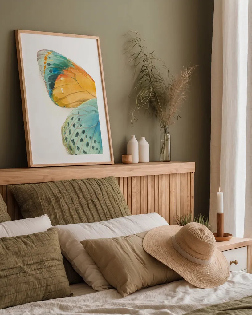 Fragile Wings I by Danhui Nai. shown as a paper print in a natural frame. Available as a archival giclee rolled canvas, fine art paper, or poster print. SKU 65685h.