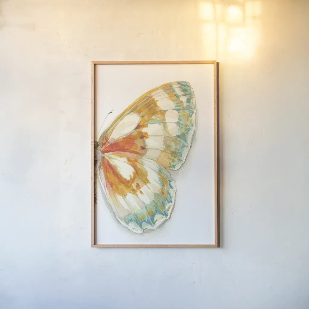 Fragile Wings IV by Danhui Nai. shown as a paper print in a natural frame. Available as a archival giclee rolled canvas, fine art paper, or poster print. SKU 65688h.