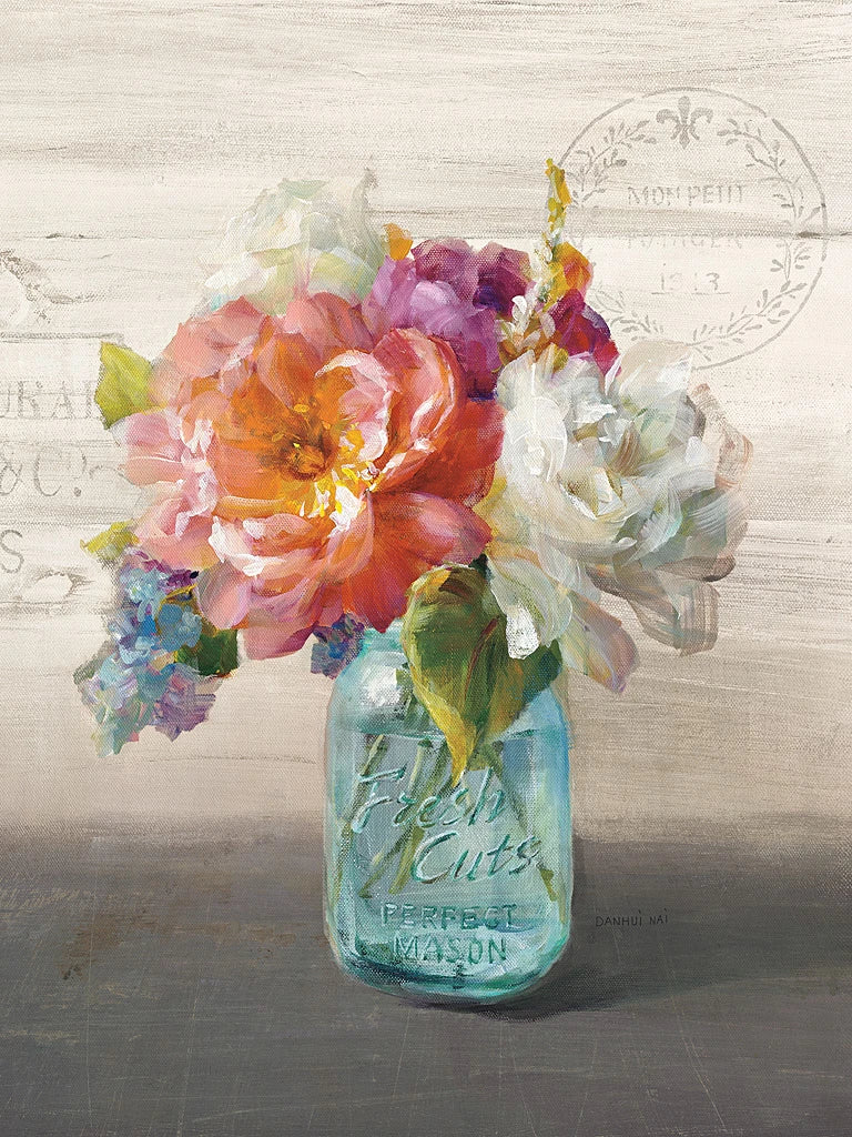 French Cottage Bouquet I Crop by Danhui Nai