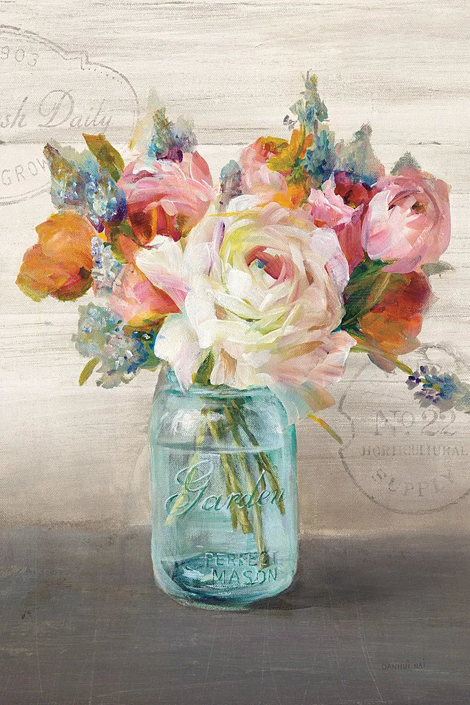 French Cottage Bouquet II Crop by Danhui Nai. SKU 17851h. Archival Giclee Fine art print for wall decor.