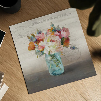 French Cottage Bouquet II Mothers by Danhui Nai. Shown as a detailed flat fine art print, highlighting archival giclee quality. Available as an archival giclee rolled canvas, fine art paper, or poster print. SKU 41686a.