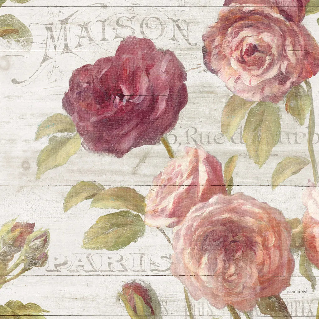 French Roses V by Danhui Nai. SKU 46488a. Archival Giclee Fine art print for wall decor.