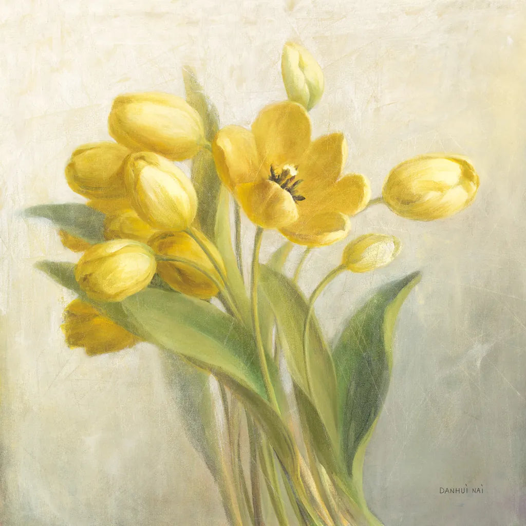 French Yellow Tulips No Butterfly by Danhui Nai. SKU 88147a. Archival Giclee Fine art print for wall decor.