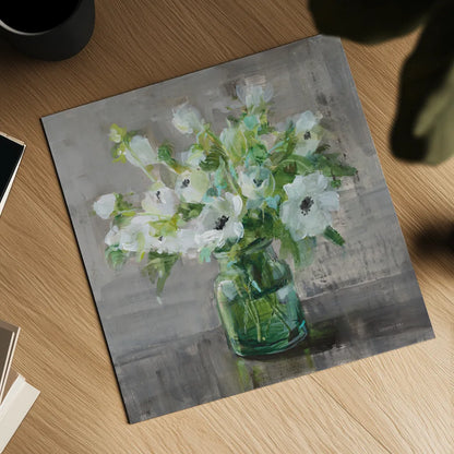 Fresh Anemones by Danhui Nai. Shown as a detailed flat fine art print, highlighting archival giclee quality. Available as an archival giclee rolled canvas, fine art paper, or poster print. SKU 81914a.