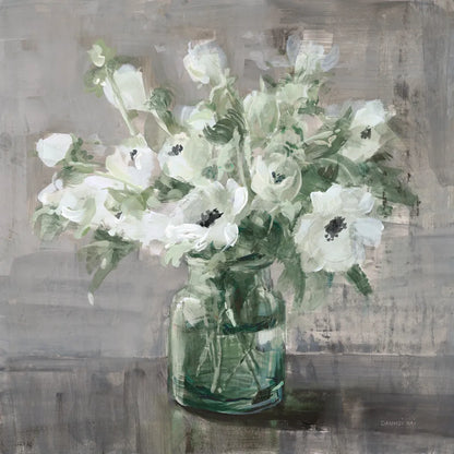 Fresh Anemones Sage by Danhui Nai. SKU 82075a. Archival Giclee Fine art print for wall decor.