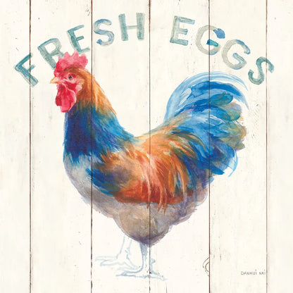 Fresh Eggs Hen by Danhui Nai. SKU 46169a. Archival Giclee Fine art print for wall decor.