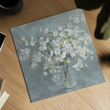 Fresh White Bouquet Gray Crop by Danhui Nai. Shown as a detailed flat fine art print, highlighting archival giclee quality. Available as an archival giclee rolled canvas, fine art paper, or poster print. SKU 75578a.