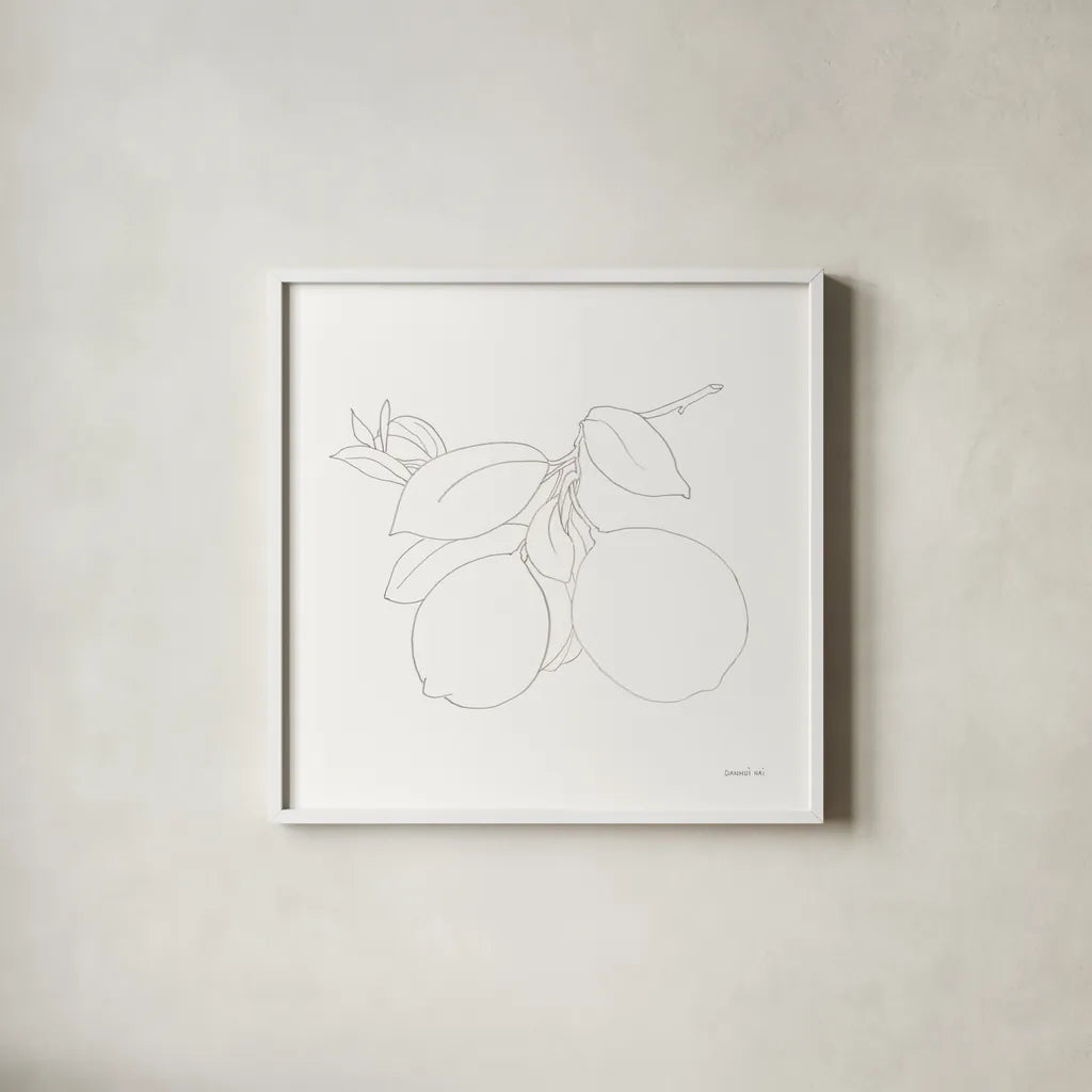 Fruitful II by Danhui Nai. Shown in a crisp white glass frame for a clean and minimalist style. Available as an archival giclee rolled canvas, fine art paper, or poster print. SKU 85213a.