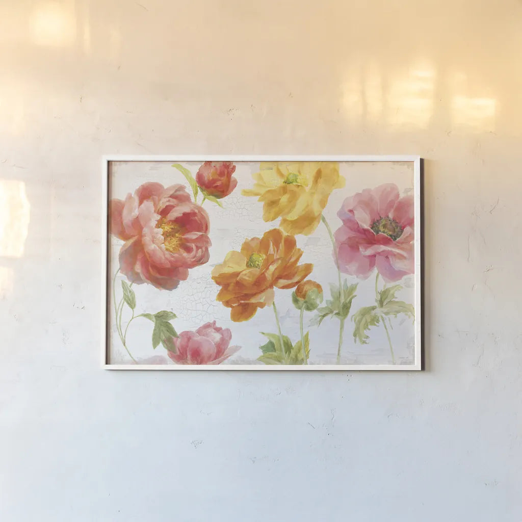 Full Bloom I by Danhui Nai. shown as a paper print in a white frame. Available as a archival giclee rolled canvas, fine art paper, or poster print. SKU 61367i.