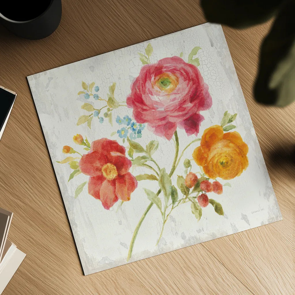 Full Bloom III by Danhui Nai. Shown as a detailed flat fine art print, highlighting archival giclee quality. Available as an archival giclee rolled canvas, fine art paper, or poster print. SKU 61369a.