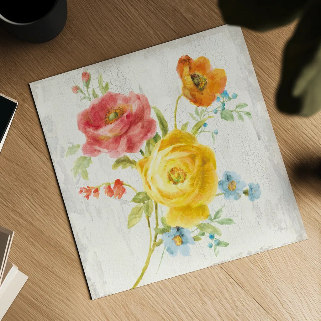 Full Bloom V by Danhui Nai. Shown as a detailed flat fine art print, highlighting archival giclee quality. Available as an archival giclee rolled canvas, fine art paper, or poster print. SKU 61371a.