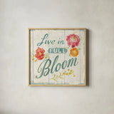 Full Bloom X Floral by Danhui Nai. Shown in a natural wood glass frame for a timeless modern aesthetic. Available as an archival giclee rolled canvas, fine art paper, or poster print. SKU 61816a.