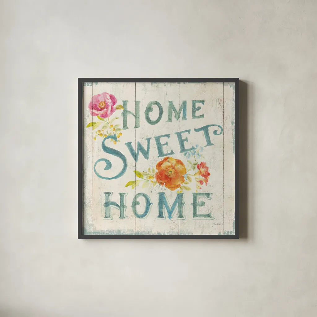 Full Bloom XI Floral by Danhui Nai. Shown in a sleek black glass frame for a contemporary gallery look. Available as an archival giclee rolled canvas, fine art paper, or poster print. SKU 61817a.