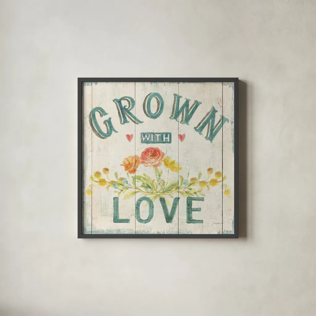 Full Bloom XIII Floral by Danhui Nai. Shown in a sleek black glass frame for a contemporary gallery look. Available as an archival giclee rolled canvas, fine art paper, or poster print. SKU 61819a.