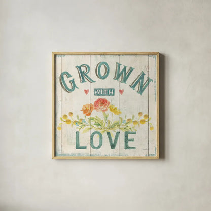 Full Bloom XIII Floral by Danhui Nai. Shown in a natural wood glass frame for a timeless modern aesthetic. Available as an archival giclee rolled canvas, fine art paper, or poster print. SKU 61819a.