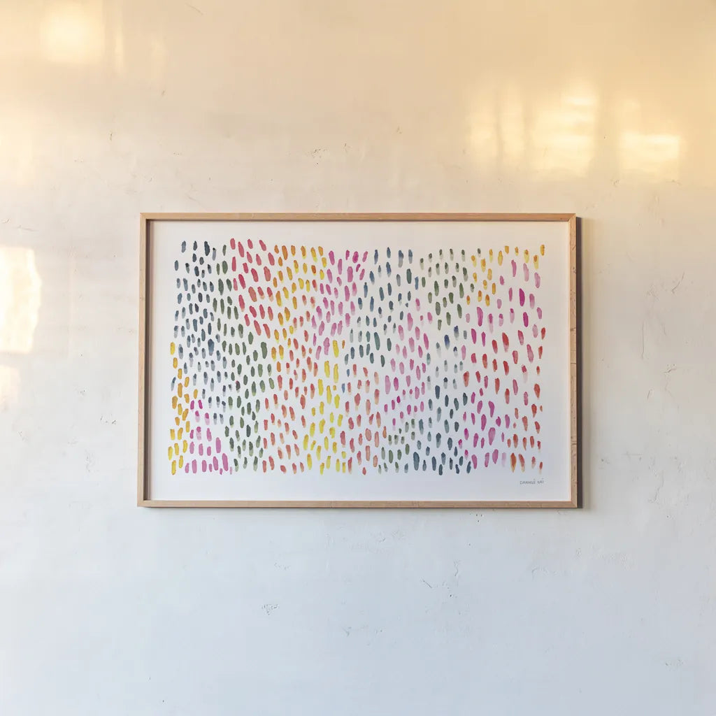 Fullness of Dots by Danhui Nai. shown as a paper print in a natural frame. Available as a archival giclee rolled canvas, fine art paper, or poster print. SKU 70423i.