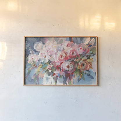 Fullness of Flowers by Danhui Nai. shown as a paper print in a natural frame. Available as a archival giclee rolled canvas, fine art paper, or poster print. SKU 69676i.