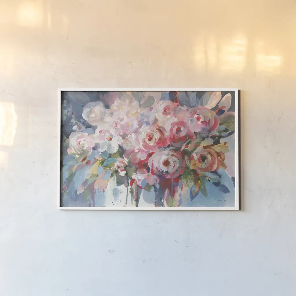 Fullness of Flowers by Danhui Nai. shown as a paper print in a white frame. Available as a archival giclee rolled canvas, fine art paper, or poster print. SKU 69676i.