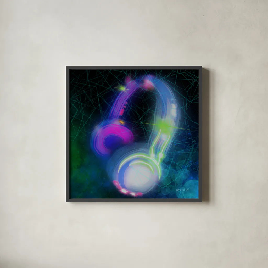 Game On IV by Danhui Nai. Shown in a sleek black glass frame for a contemporary gallery look. Available as an archival giclee rolled canvas, fine art paper, or poster print. SKU 85233a.