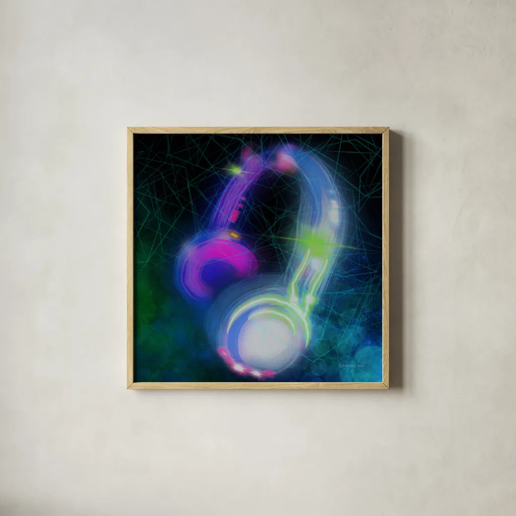 Game On IV by Danhui Nai. Shown in a natural wood glass frame for a timeless modern aesthetic. Available as an archival giclee rolled canvas, fine art paper, or poster print. SKU 85233a.