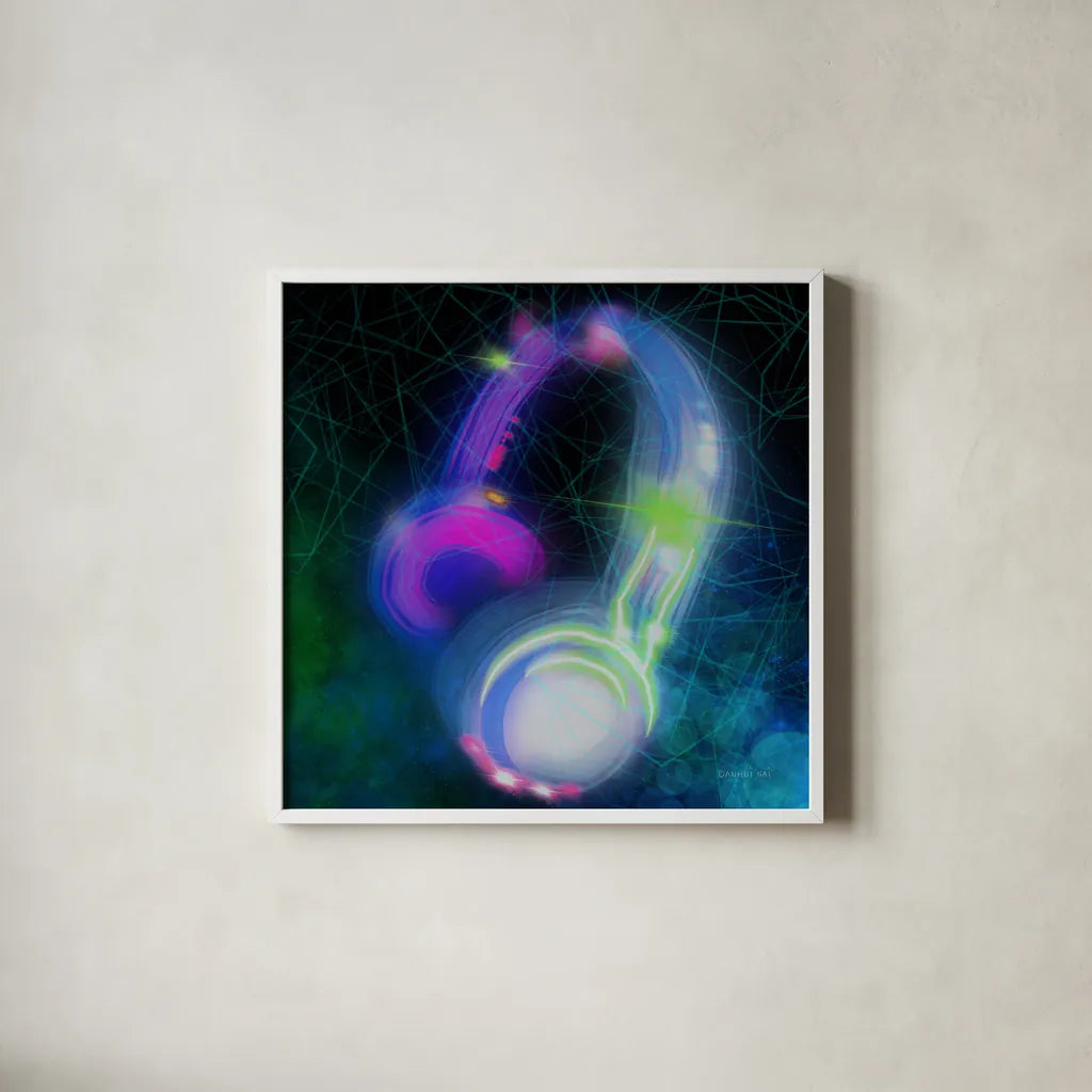 Game On IV by Danhui Nai. Shown in a crisp white glass frame for a clean and minimalist style. Available as an archival giclee rolled canvas, fine art paper, or poster print. SKU 85233a.