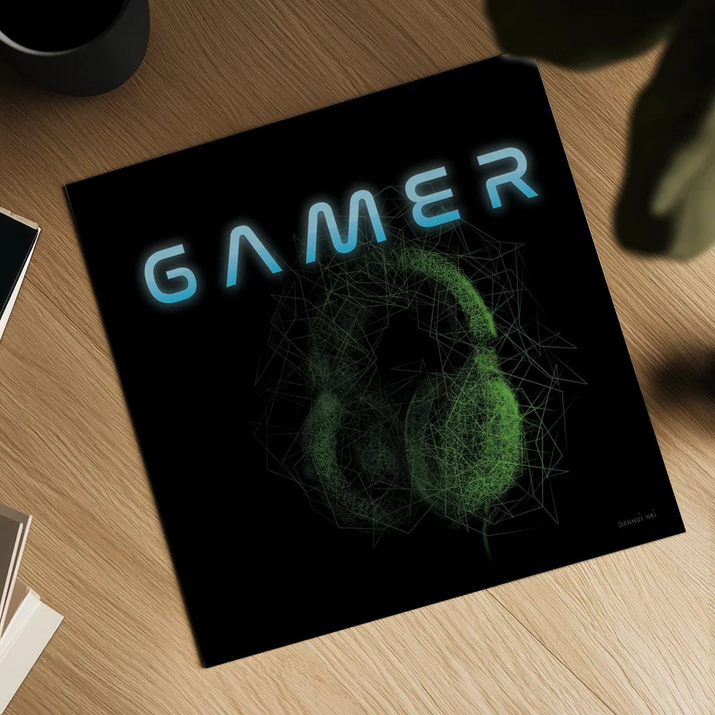 Gamer I by Danhui Nai. Shown as a detailed flat fine art print, highlighting archival giclee quality. Available as an archival giclee rolled canvas, fine art paper, or poster print. SKU 83916a.