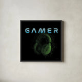 Gamer I by Danhui Nai. Shown in a sleek black glass frame for a contemporary gallery look. Available as an archival giclee rolled canvas, fine art paper, or poster print. SKU 83916a.