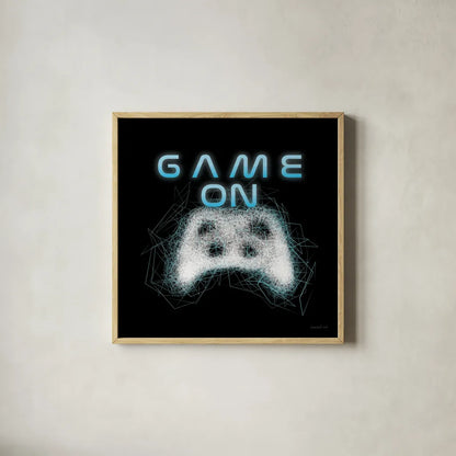 Gamer II by Danhui Nai. Shown in a natural wood glass frame for a timeless modern aesthetic. Available as an archival giclee rolled canvas, fine art paper, or poster print. SKU 83917a.