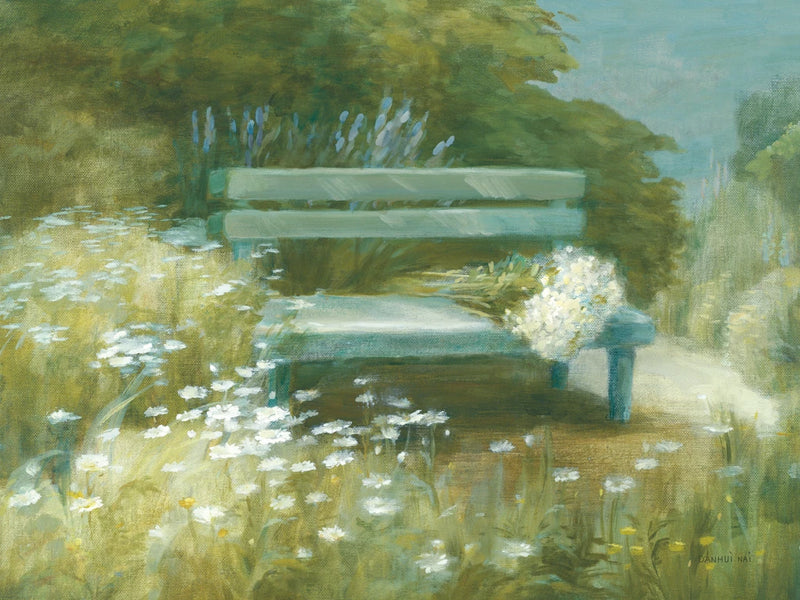 Garden Bench with Daisy Bouquet by Danhui Nai