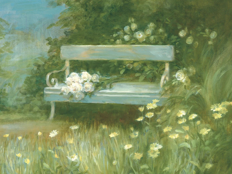 Garden Bench with Rose Bouquet by Danhui Nai